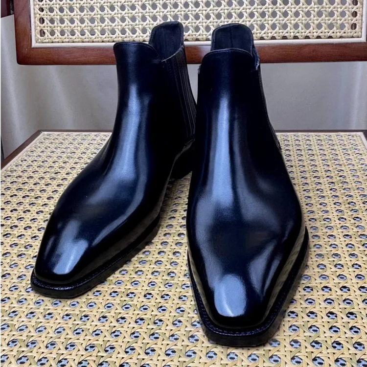 【固特异琴底】男爵世家切尔西靴男士真皮商务休闲皮靴方头正装短靴