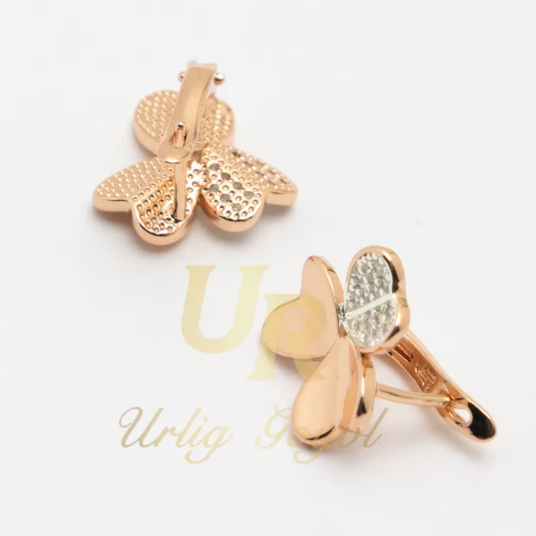 合金锆石耳饰 UR【顺丰包邮-无运费险】桃心三叶草玫瑰金色民族耳饰