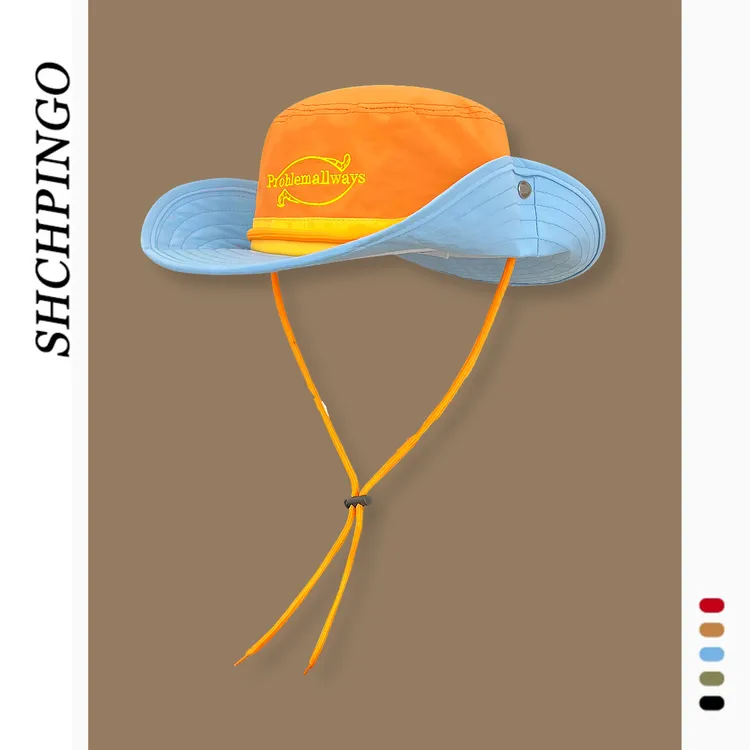 登山夏季男户外女渔夫帽速干字母大帽檐帽子防晒帽防紫外线欧若风