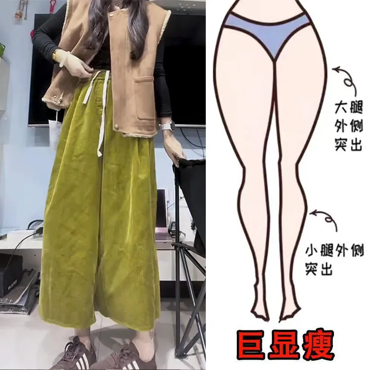 早秋新款欧韩时尚简约百搭设计通勤风遮肉显瘦高腰宽松阔腿休闲裤
