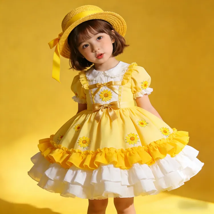 女童连衣裙夏装新款儿童洛丽塔甜美可爱印花蓬蓬生日礼服公主裙
