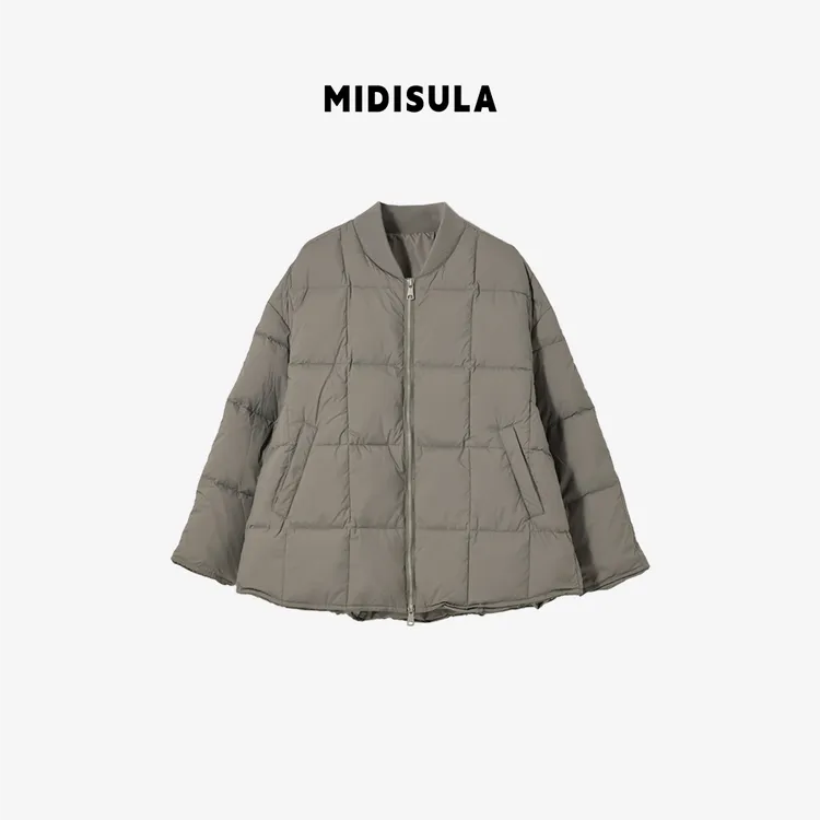 MDSL·高端欧货立领双拉链豆腐块拼接保暖90白鸭绒羽绒服#02422