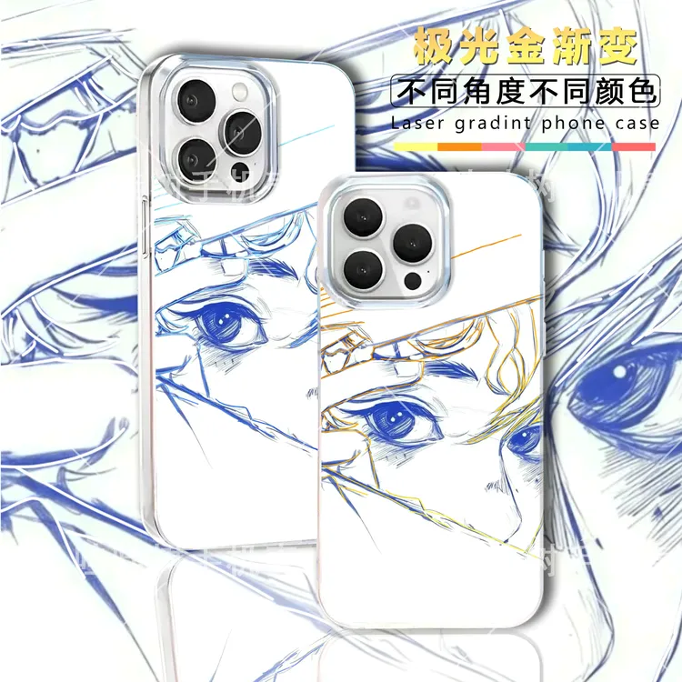 线稿少女适用苹果华为小米vivo红米一加iPhone磨砂极光手机壳动漫