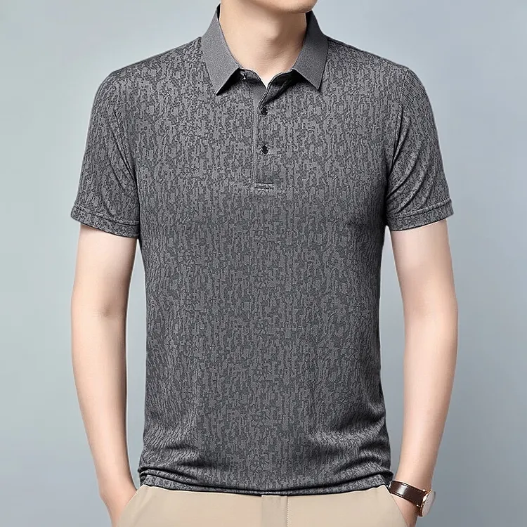 男款polo衫轻奢短袖T恤男士宽松翻领时尚透气速干半袖薄款男装