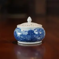 【文堇堂】青花系列 秋山盛览图香薰炉 190