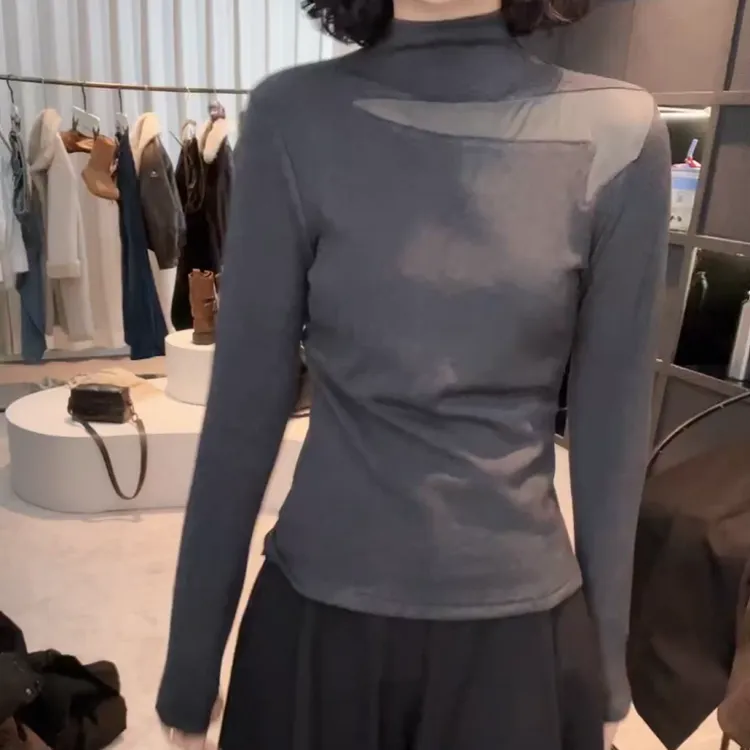 新款冬款磨毛设计感时尚百搭长袖修身显瘦打底上衣LK2508089