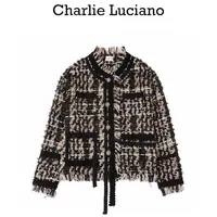 Charlie Luciano 曹曦月/罗一舟同款 小香风破坏夹克 黑金/黑银