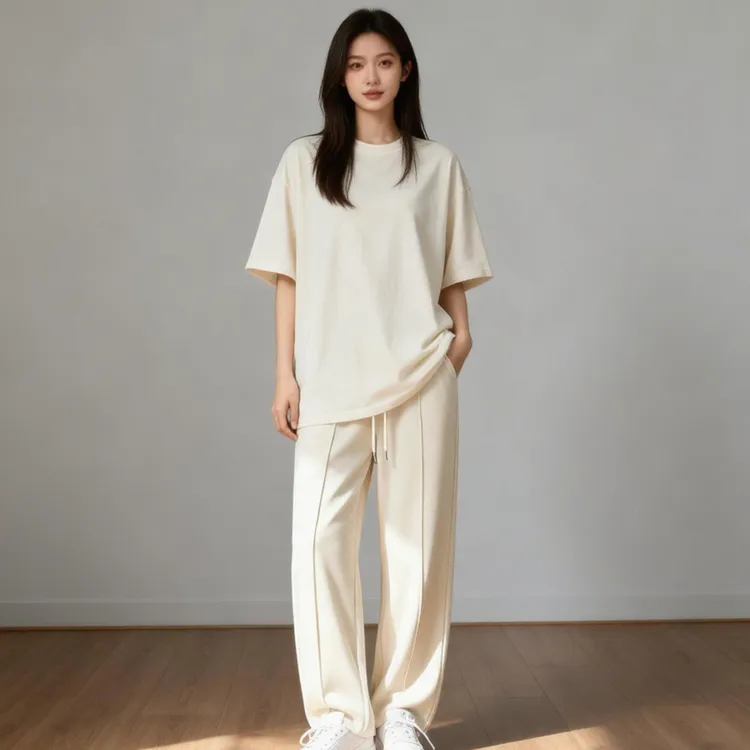 新款秋冬季休闲裤宽松阔腿垂感直筒时尚休闲裤女纯色简约出勤穿搭