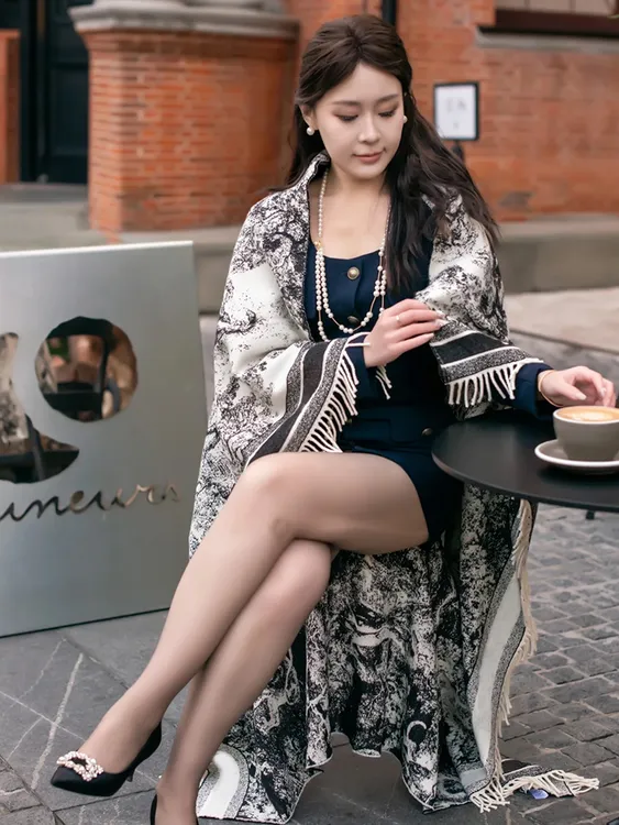 高奢重工加厚纯羊绒丛林动物园空调房保暖大毯子旅游度假围巾披肩