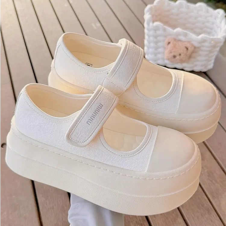 厚底玛丽珍女鞋夏季小白鞋女透气镂空配裙子的鞋子大头凉鞋运动鞋