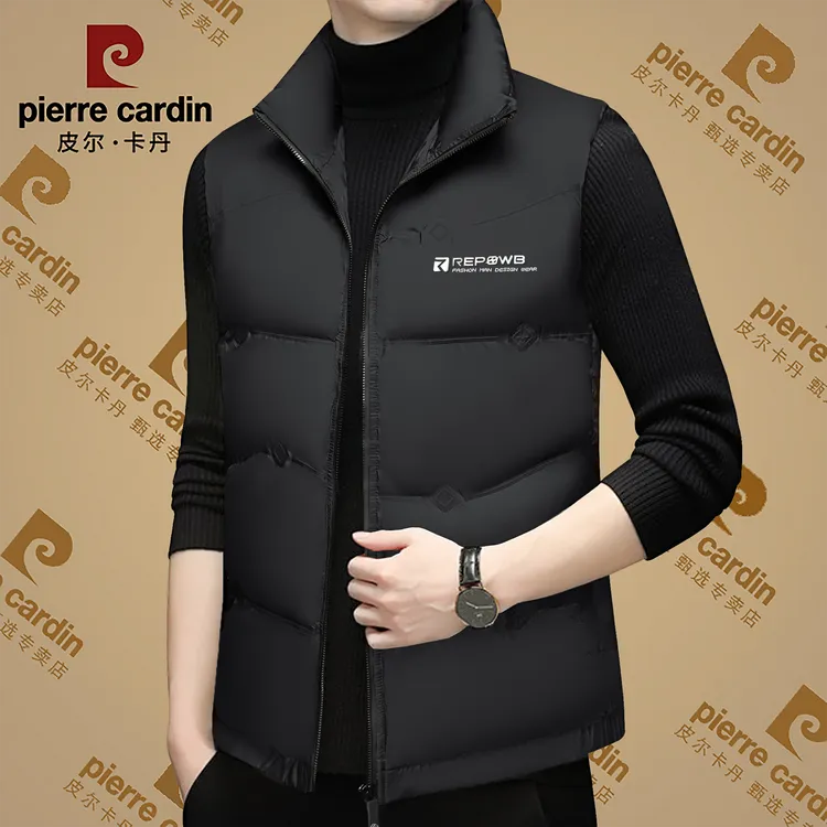 皮尔卡丹冬季新款高档男士棉马甲时尚百搭加厚保暖面包服棉袄男装