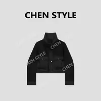 楚楚君~【经典碰撞】WT89273冬季时尚立领短款拼接羽绒服外套