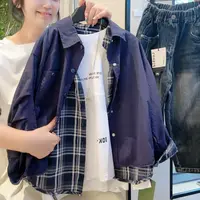 （清仓不补）25款格子上衣宽松单排扣两面穿秋季两件不起球夹克长袖
