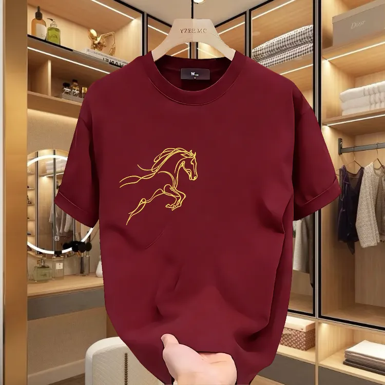 美式INS风2025年新款马年本命年纯棉短袖