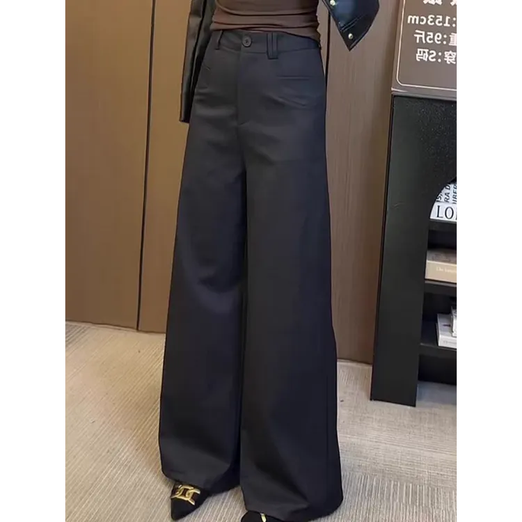 气质款强货！自留！直筒裤女2025秋季阔腿裤气质通勤显瘦窄版休闲裤