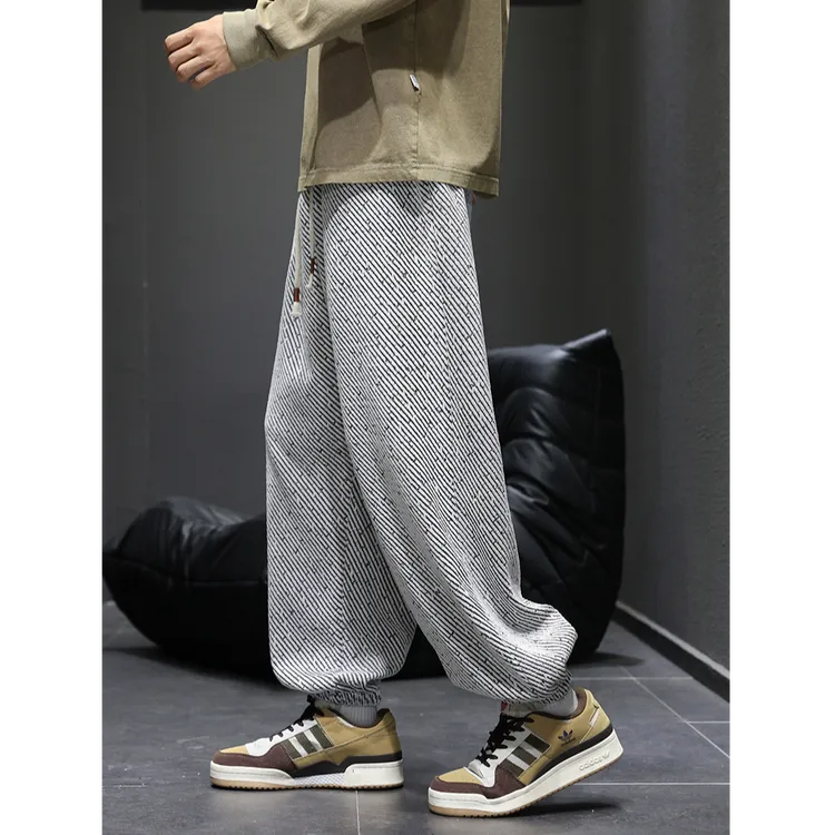 仓石一树秋季港风休闲直筒裤男士宽松时尚阔腿运动束脚裤痞帅男