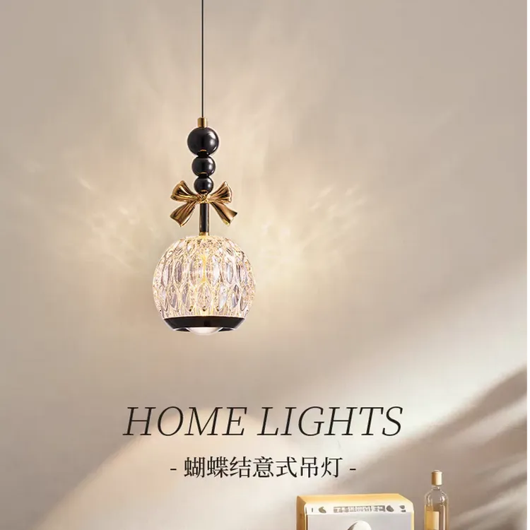 意式蝴蝶结极简卧室床头吊灯简约可升降玄关电视背景小吊轻奢创意