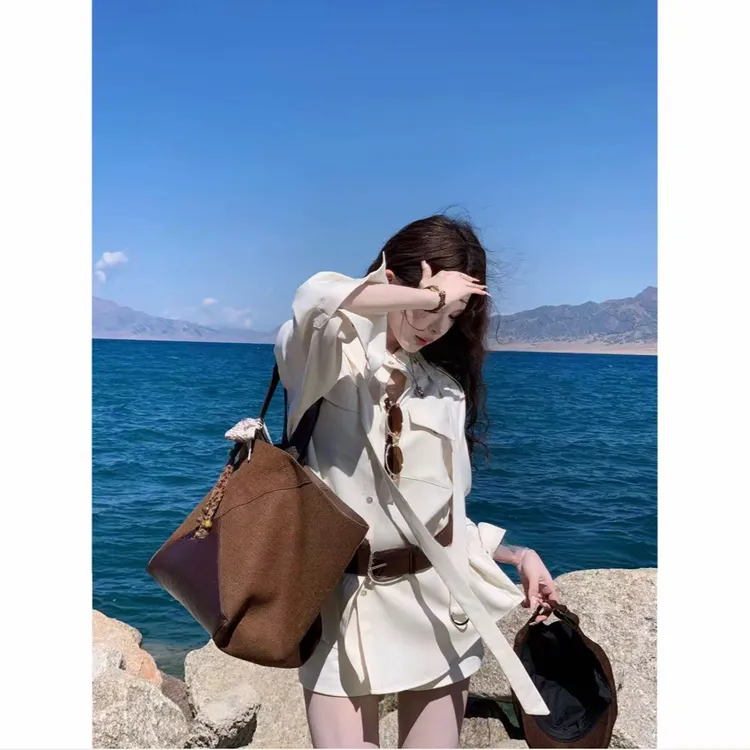 暮色庄园夏季时尚气质宽松洋气小个子减龄小众休闲衬衫+短裤套装