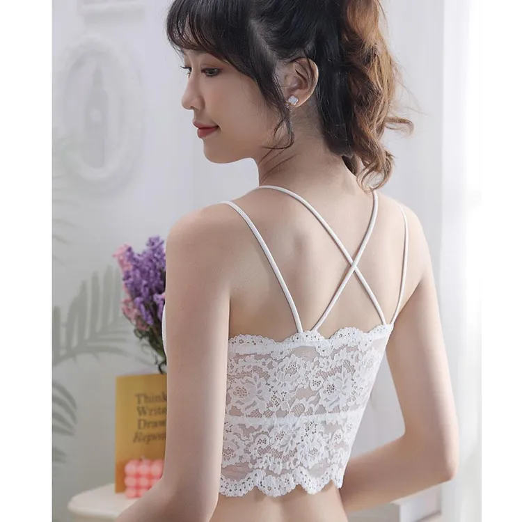 蕾丝内衣女小胸聚拢显大平胸专用防走光加厚胸垫内搭美背夏季抹胸