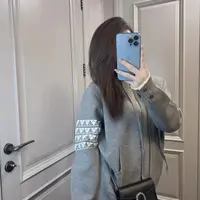 【菱格小狗】新款百搭拉链保暖狗刺绣菱格常规款厚款连帽外套