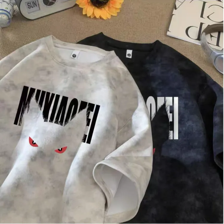 美式脏脏短袖男T恤夏季潮流痞帅宽松半袖上衣青少年扎染印花体恤