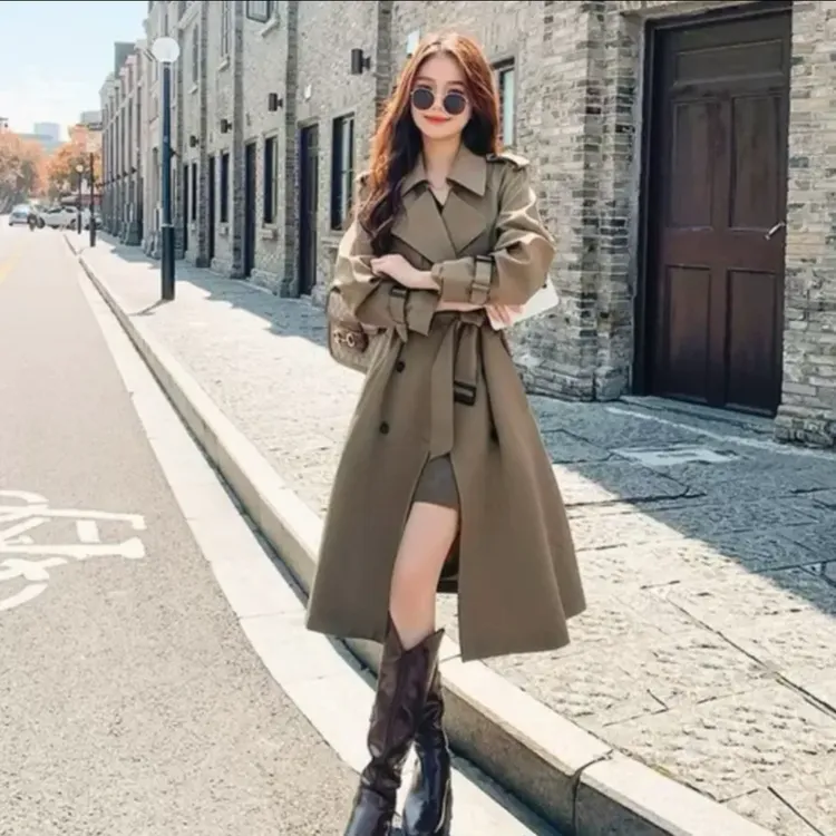 风衣女2025春秋新款韩系小个子中长款大衣气质英伦风外套6565