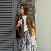 【清】逸语IN choose u笑笑家2025秋季复古麂皮绒流苏翻领外套89871