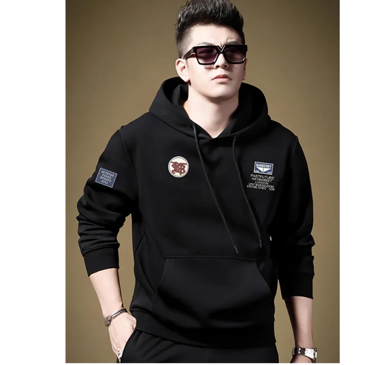 莫安摩萨利男士连帽卫衣秋冬季潮牌新款休闲百搭加绒加厚长袖