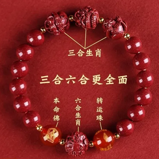 2026丙午马年新款手链十二生肖本年生肖红砂手串三合六合新款