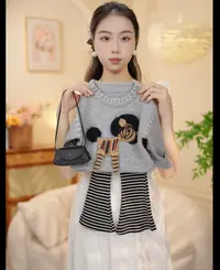 秋季新品韩版女童刺绣小马可爱针织衫打底裤两件套XY25161