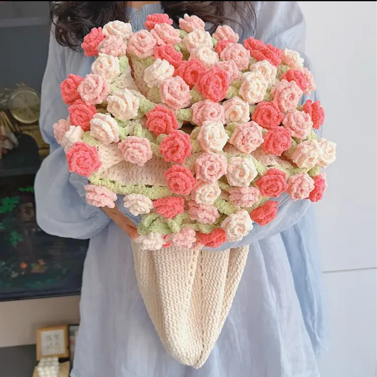 【优选好物】尖角玫瑰花毯子手工编织花束勾针diy材料包玫瑰花毯子