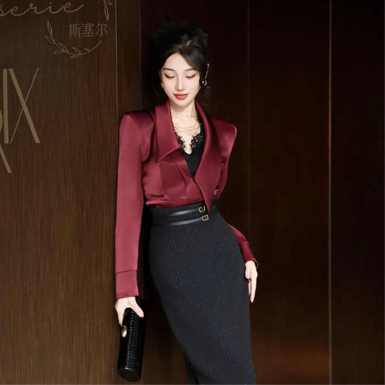 MD进进原创【奢华气息】2025秋季气质显瘦ins轻奢时尚女神衬衫上衣