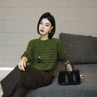 POPULARYW【绿意蔓延】Z·R上品屋 高级感休闲圆领长袖针织衫毛衣