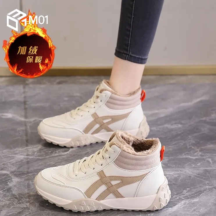 M01雪地靴女2025新款冬季皮面加绒二棉鞋轻便软底防滑妈妈运动鞋