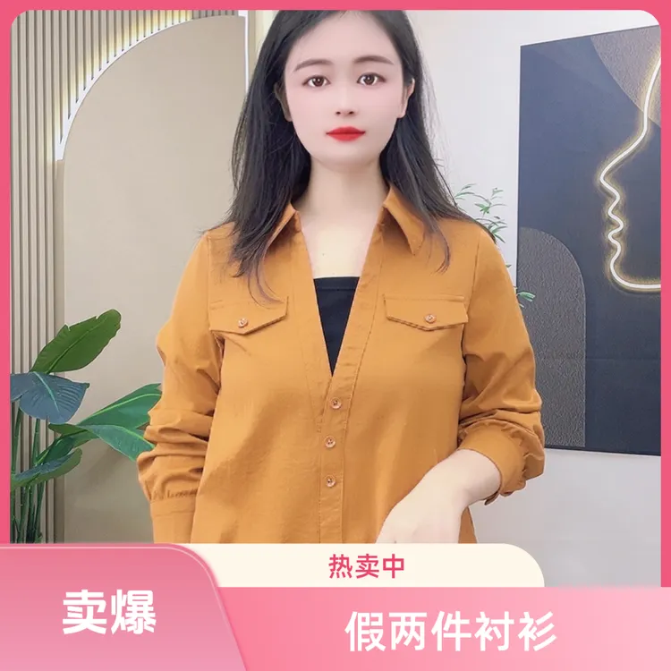 早秋衬衫衬衣女2025新款爆款洋气假两件显瘦气质独特漂亮小衫
