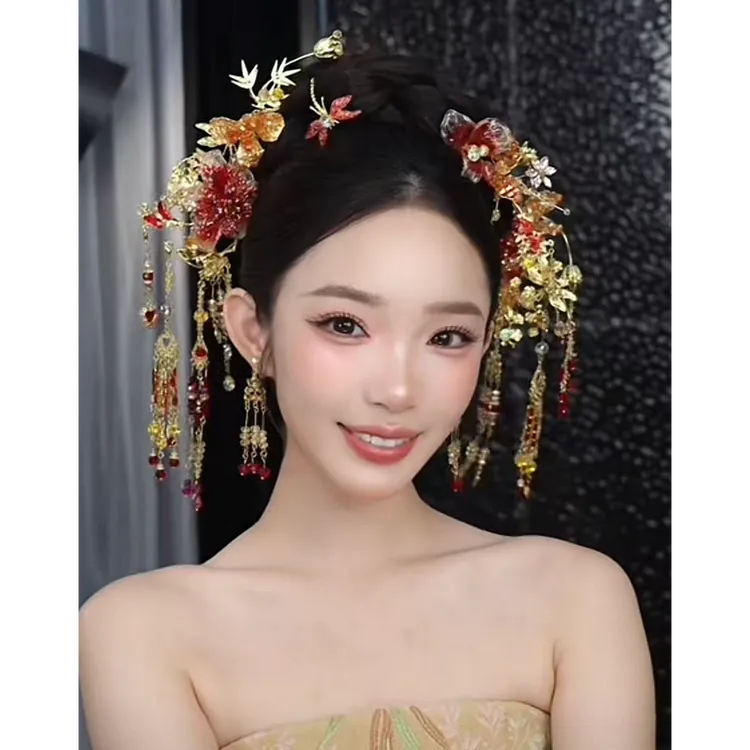 新款减龄新娘红色中式秀禾新娘饰品Y0172