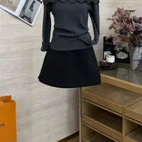【黑巧木耳边】韩系温柔感高腰显瘦半裙-9890