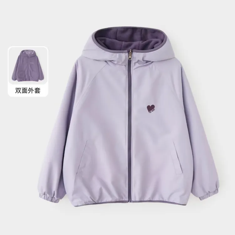 儿童秋季新款双面穿外套洋气女宝宝连帽拉链衫百搭时尚上衣