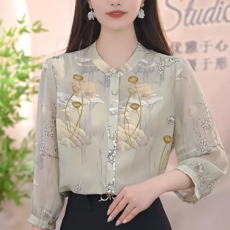 2025年新款夏季开衫百搭清爽时尚减龄气质显瘦衬衫女打底春夏女士