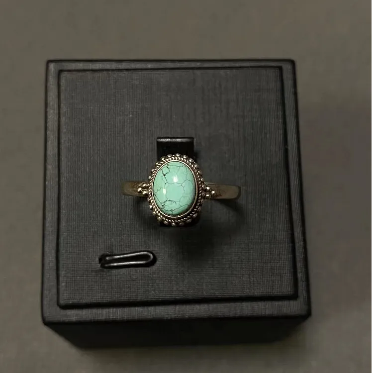 925银戒指 【西藏包邮】E149民族风尼泊尔纯银戒指可调节蓝色椭圆