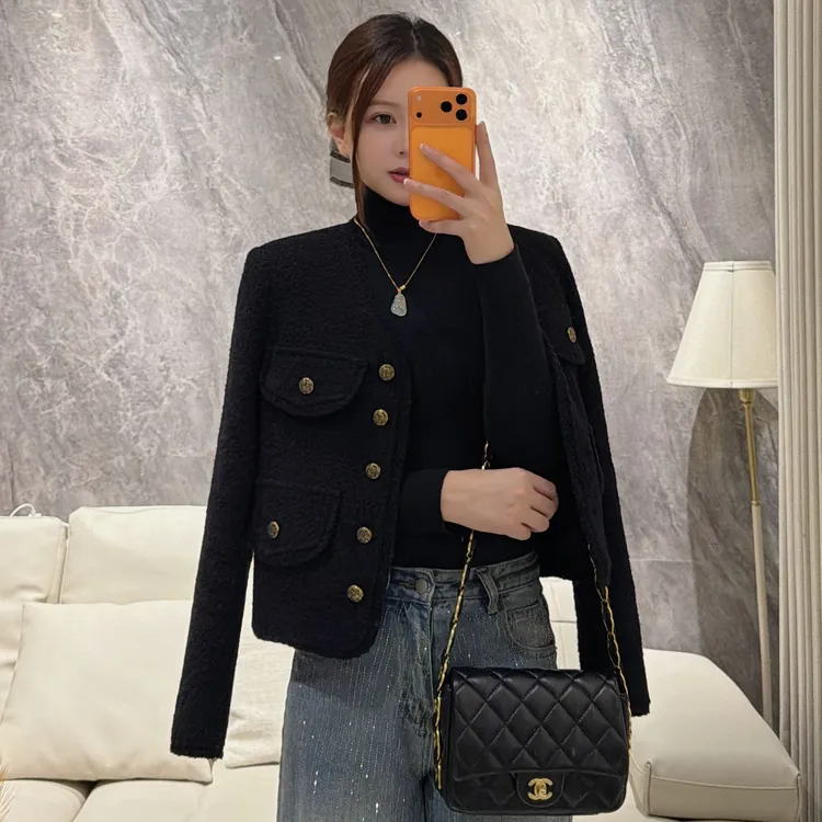 【25升级版本】【90白鹅绒】经典黑色小众高级感加厚小香风羽绒服外套