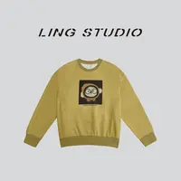 LING/STUDIO『犬系画报』秋冬时尚宽松卡通印花圆领卫衣5091140