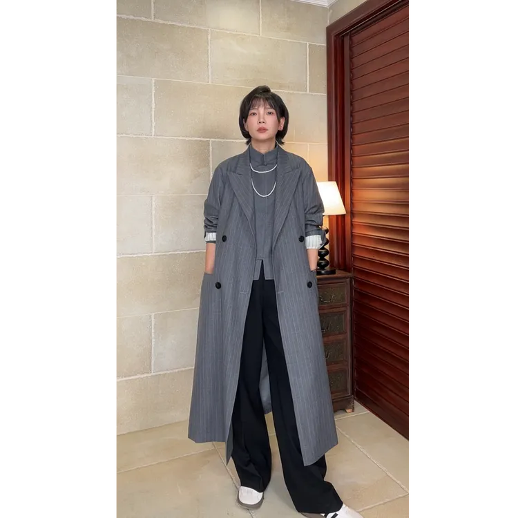 羊毛西装风衣设计师原创廓形结构感