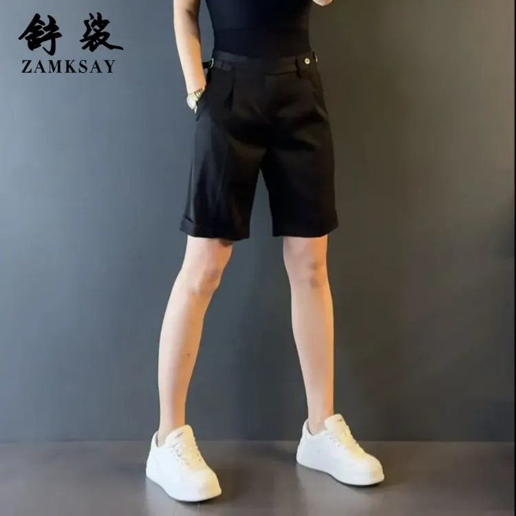 轻奢品质那不勒斯男士时尚经典短裤夏季新款冰丝直筒休闲五分裤男