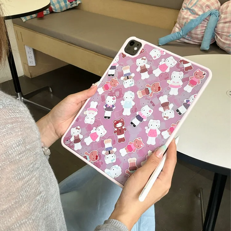 粉色满屏长腿Kitty猫适用iPad11/10平板保护套11寸air7亚克力2025