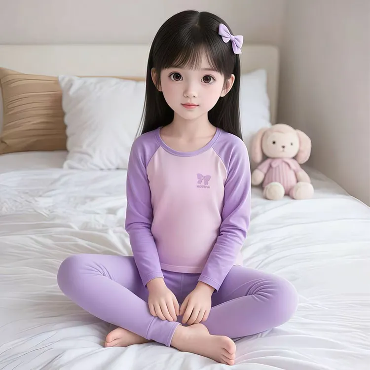 儿童秋衣秋裤套装秋冬莱卡纯棉睡衣男女童套头无骨家居服宝宝内衣