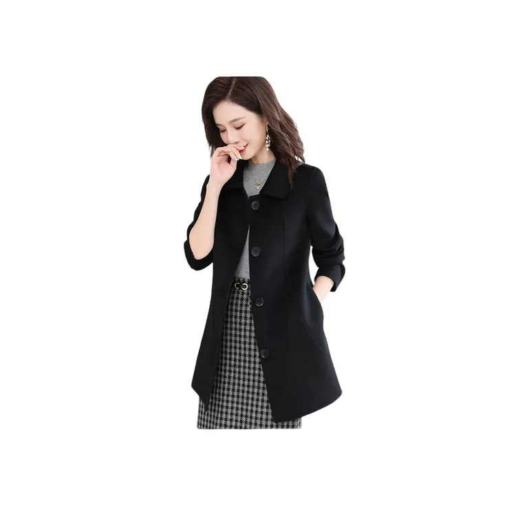 贯瑾P2121 排扣中长气质女款羊毛大衣