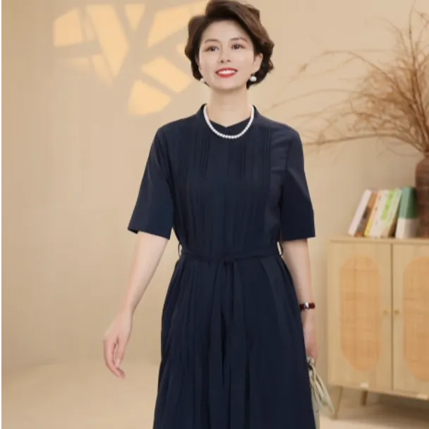 Childe Yao重工高级感气质长款连衣裙系带显瘦裙子 CYC54109