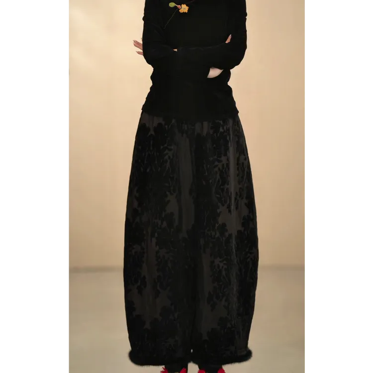 「墨灯笼裤」新中式秋冬款加厚黑色灯笼裤日常复古显瘦百搭高腰时尚