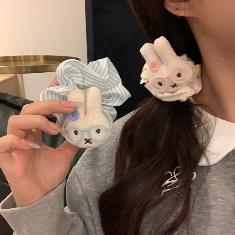元气满满甜美少女心可爱毛绒小兔子发圈头绳发饰百搭韩系ins风